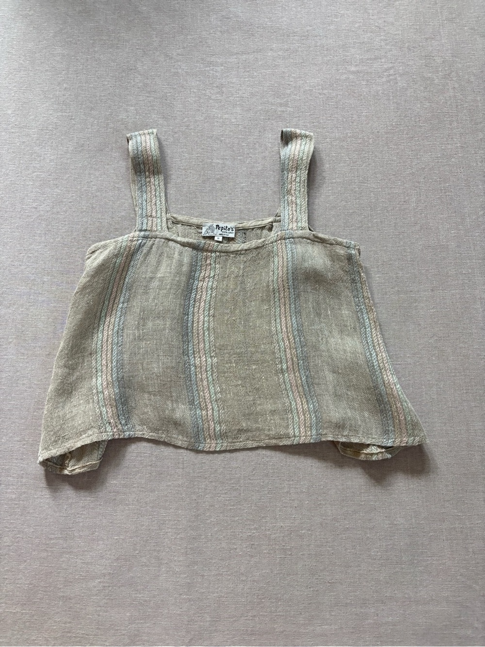 Pepito’s vintage Italian linen boho gypsy peasant tank top
